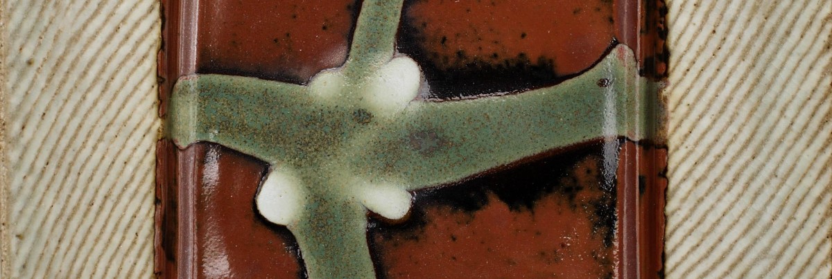 Plate (detail)- Glazed Stoneware, Tatsuzo Shimaoka, "A National Treasure of Japan",  2000, Mashiko, Tochigi Prefecture, Japan, stoneware. Collection Mingei International Museum. Photo by Lynton Gardiner. 2001-36-009.