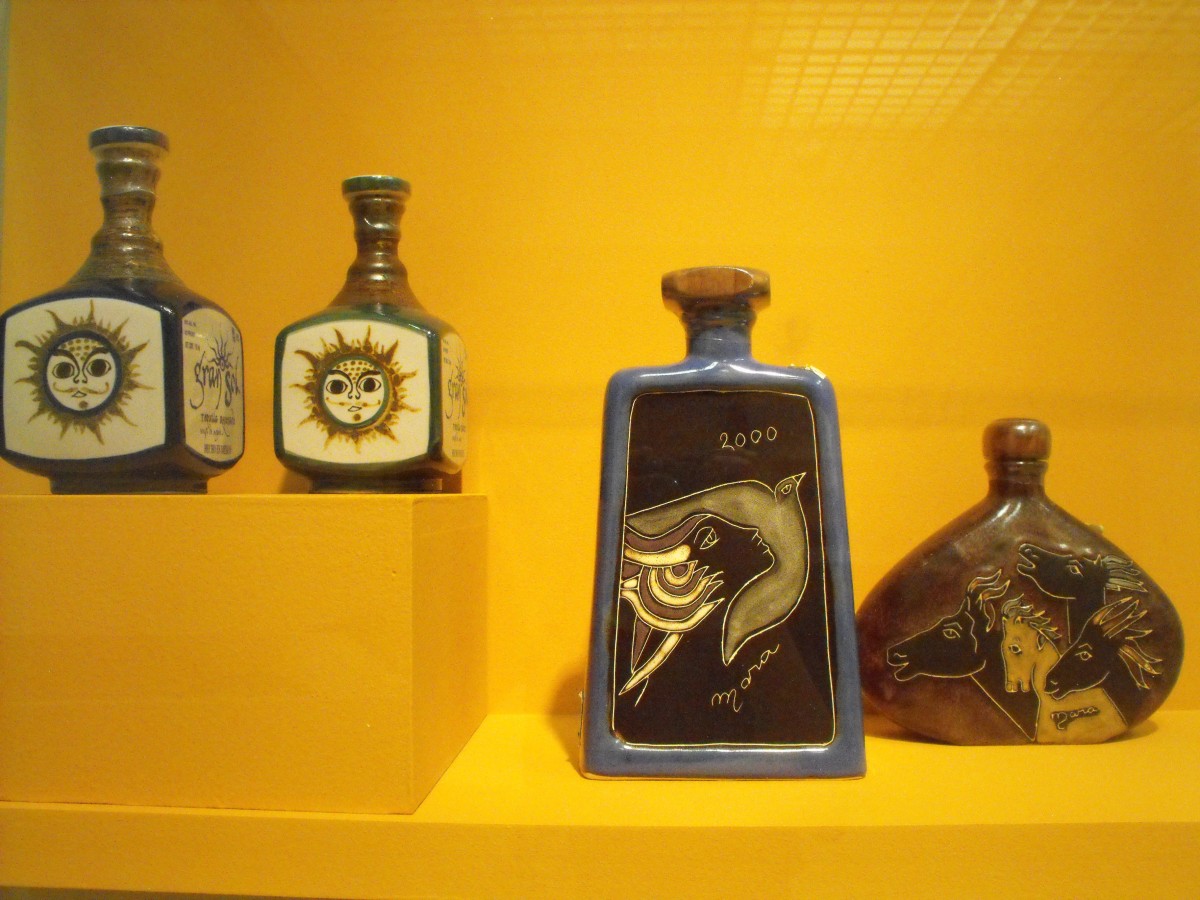 Installation view of the Tequilla bottle exhibition