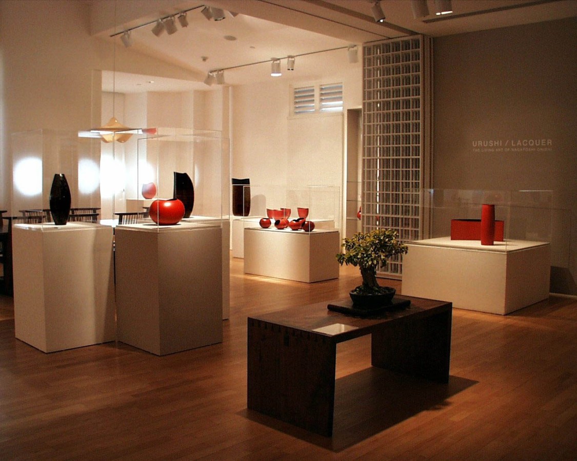 Installation view of the Urushi/Lacquer exhibition. Photo by Anthony Scoggins