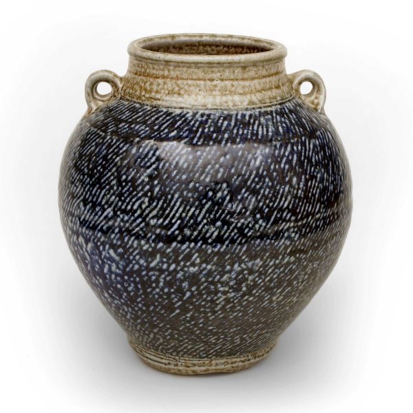 Vase, Tatsuzo Shimaoka, "A National Treasure of Japan", 2000, Mashiko, Tochigi Prefecture, Japan, stoneware, slip. Collection Mingei International Museum. Museum Purchase. Photo by Lynton Gardiner. 2001-36-002.