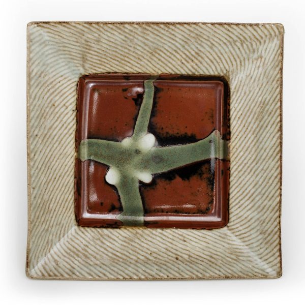 Plate- Glazed Stoneware, Tatsuzo Shimaoka, "A National Treasure of Japan",  2000, Mashiko, Tochigi Prefecture, Japan, stoneware. Collection Mingei International Museum. Photo by Lynton Gardiner. 2001-36-009.