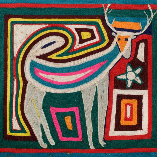 Pintura de Estambre (detail), unidentified maker, Huichol culture, 20th century, San Andres, Nayarit, Mexico, yarb, beeswax. Collection Mingei International Museum. Gift of Mayde Meyers Herberg. Photo by Lynton Gardiner. 2002-81-037