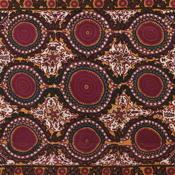 Hanging or Cover (Suzani), c. 1850, Tashkent, Samarkand Province, Uzbekistan, cotton, silk, felt. Collection Mingei International Museum. Photo by Lynton Gardiner. 2005-33-001.