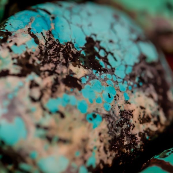 Detail of Hat (Perak), 20th Century, Ladakh, India, Leather, fur, turquoise, shells, silver.  Gift of Drs. James and Judith Kemp. Collection of Mingei International Museum. Photo by Ken Kondo.