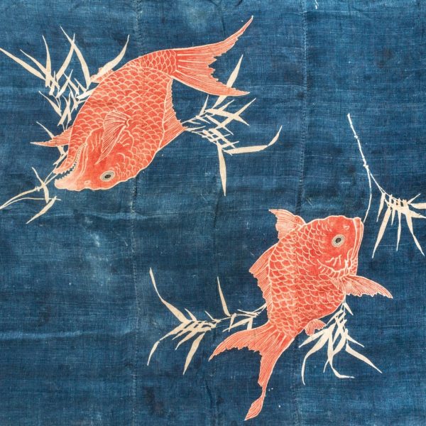 Wrapping Cloth (Furoshiki) (detail), unidentified maker, 19th century, Okinawa, Japan, hemp (asa), indigo, pigments. Collection Mingei International Museum. Gift of Barb Rich.  2014-11-063