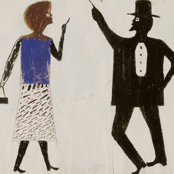 Bill Traylor, Man, Woman, ca. 1940-1942, Watercolor and graphite on cardboard. Montgomery Museum of Fine Arts. Gift of Charles and Eugenia Shannon.