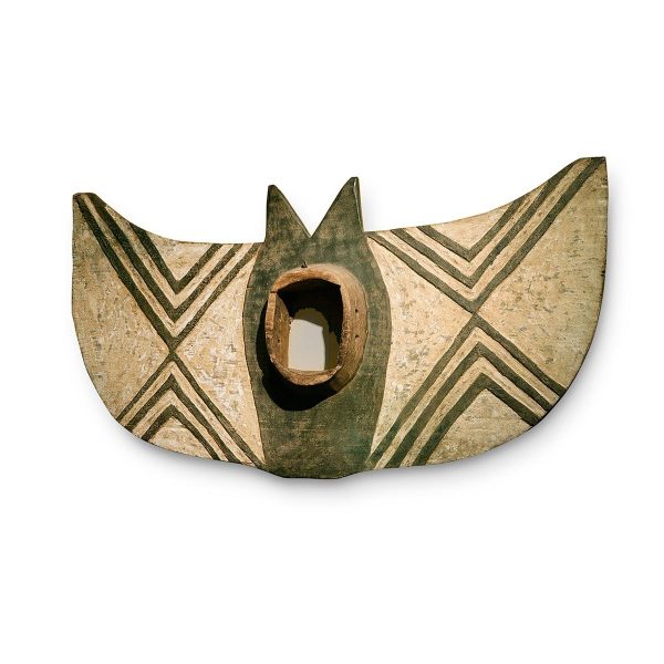 Butterfly Dance Mask (detail), date unknown, Burkina Faso, Bwa Culture, carved and painted Lenke wood, cotton fibers. Collection of Mingei International Museum. 1996-89-001.