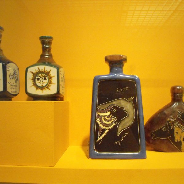 Installation view of the Tequilla bottle exhibition