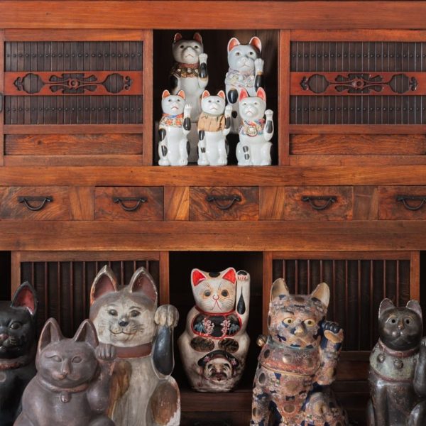 Image of Maneki Nekos from the permanent collection of Mingei International Museum. Photo by Lynton Gardiner.